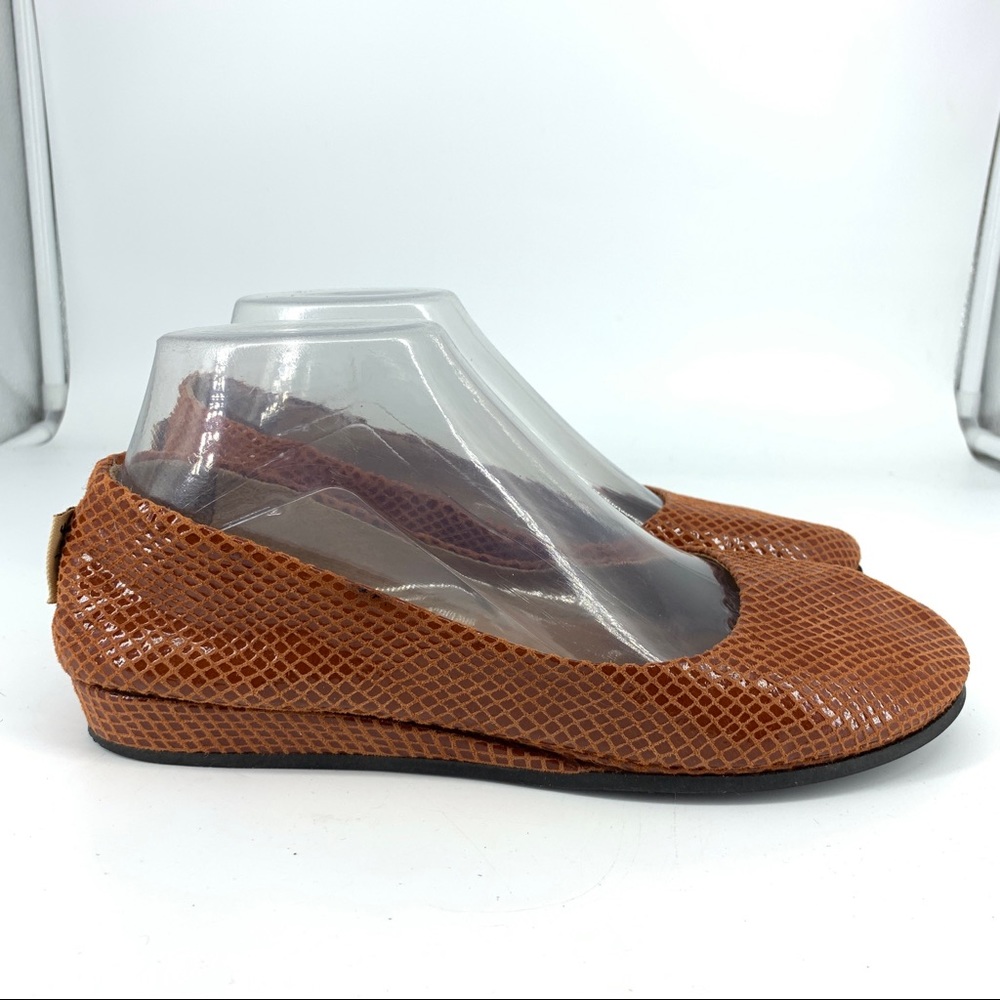 FS/NY French Sole Women 8 Flats Ballet Zeppa Slip On Shoes Orange Leather